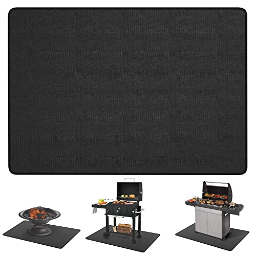 60*42 Under Grill Mats for Outdoor Grill Deck Protector, Double-Sided Fireproof Deck and Patio Protective Mat, BBQ Mat for Under BBQ, Oil-proof Mat for Gas Grills, Waterproof Grill Floor Pads