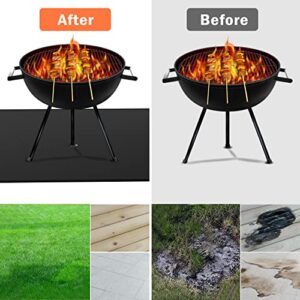 60*42 Under Grill Mats for Outdoor Grill Deck Protector, Double-Sided Fireproof Deck and Patio Protective Mat, BBQ Mat for Under BBQ, Oil-proof Mat for Gas Grills, Waterproof Grill Floor Pads