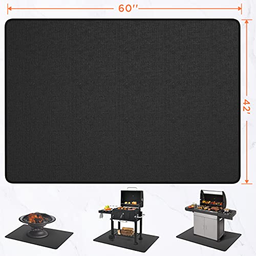 60*42 Under Grill Mats for Outdoor Grill Deck Protector, Double-Sided Fireproof Deck and Patio Protective Mat, BBQ Mat for Under BBQ, Oil-proof Mat for Gas Grills, Waterproof Grill Floor Pads