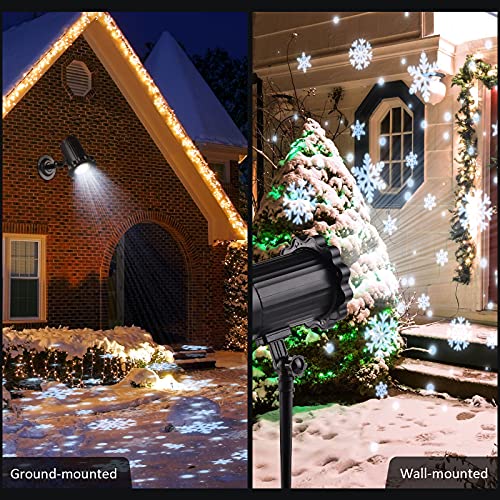 Christmas Snowflake Projector Lights with Remote Super Wide Area Christmas Projector Lights Outdoor Waterproof Adjustable Decorative Lighting for Halloween Holiday Birthday Wedding Party