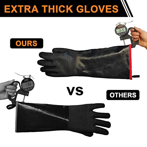 BBQ Grill Gloves/Oven Mitts Heat Resistant - 14 Inch 1472℉ Barbecue Gloves Heat Proof for Men & Women - Smoker Gloves for Grilling - Waterproof/Fireproof/Oil Resistant