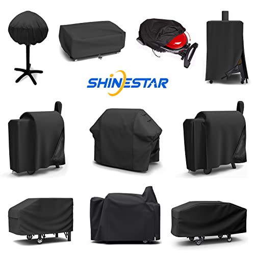 SHINESTAR 3737 Grill Cover for Char-Griller 2137 Outlaw, Competition Pro, Kingsford Barrel Charcoal Grill 30", Heavy Duty Waterproof Smoker Cover, Special Zipper Design