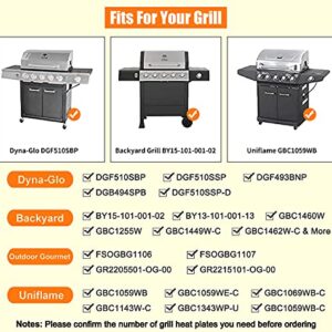 Uniflasy Porcelain Steel Grill Heat Plate Shield Burner Cover for Dyna-Glo DGF493BNP DGF510SBP DGF510SSP, Backyard BY13-101-001-13, BY14-101-001-02, BY15-101-001-02 Uniflame GBC1059WB 15 Inch (5 Pack)