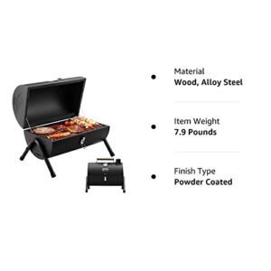 Portable Charcoal Grill, Tabletop Outdoor Barbecue Smoker, Small BBQ Grill for Outdoor Cooking Backyard Camping Picnics Beach by DNKMOR BLACK