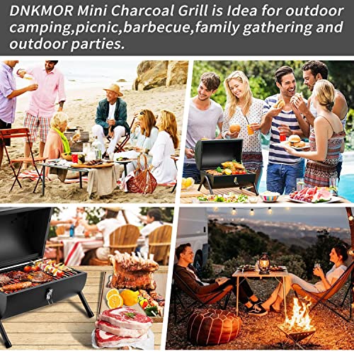 Portable Charcoal Grill, Tabletop Outdoor Barbecue Smoker, Small BBQ Grill for Outdoor Cooking Backyard Camping Picnics Beach by DNKMOR BLACK