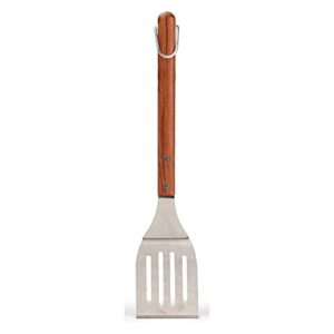 rsvp international endurance bbq grill spatula flipper, 18″ | flip burgers & other food w/ long handle that keeps hands safe from fire | made from stainless steel & rosewood
