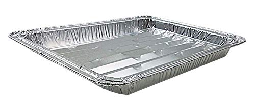 Pack of 15 Disposable Aluminum Broiler Pans – Good for BBQ, Grill Trays – Multi-Pack of Durable Aluminum Sheet Pans – Ribbed Bottom Surface - 13.40" x 9" x 0.85"