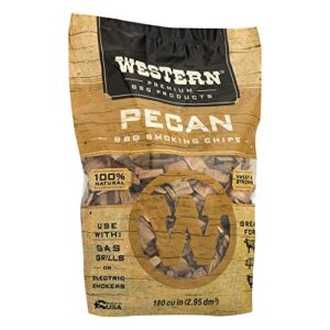 Western BBQ 78076 180 cu in. Premium Pecan Wood BBQ Charcoal Propane Grill/Smoker Cooking Chips (6 Pack)