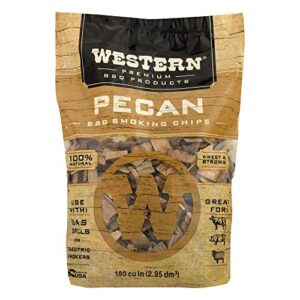 Western BBQ 78076 180 cu in. Premium Pecan Wood BBQ Charcoal Propane Grill/Smoker Cooking Chips (6 Pack)