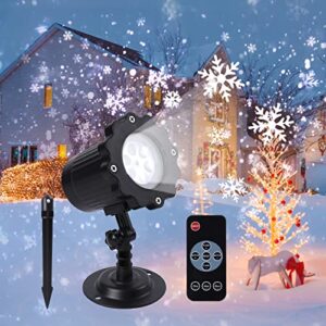 christmas snowflake projector lights, christmas led landscape projector lights outdoor waterproof, snowfall lights with timing function, 3 installation methods, holiday projector for christmas decor