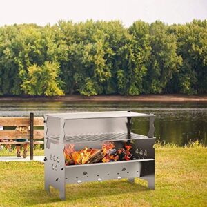 only fire Detachable Portable Charcoal Wood Grill Camping Grill for Picnic, Hiking, Backyard Cooking - with Handbag