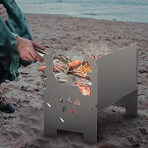 only fire Detachable Portable Charcoal Wood Grill Camping Grill for Picnic, Hiking, Backyard Cooking - with Handbag