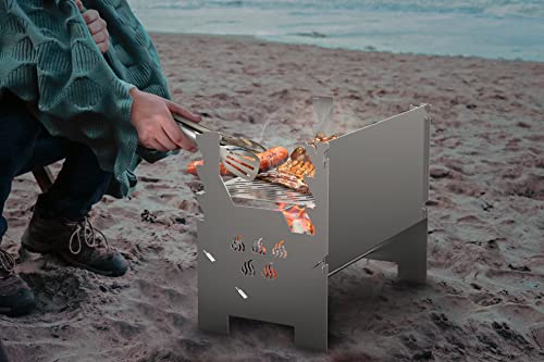 only fire Detachable Portable Charcoal Wood Grill Camping Grill for Picnic, Hiking, Backyard Cooking - with Handbag
