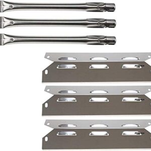 Outdoor Bazaar Set of 3 Stainless Steel Burners and 3 Heat Plates for Kenmore 146.23678310, Kenmore 146.23679310, Kenmore 640-05057371-6, Kenmore 640-05057373-6