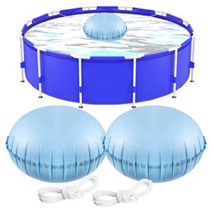 2pack round air pool pillow for above ground swimming pool covers,4′ x 4′ winter pool winterizing closing kit with ropes,super durable pvc & strong cold resistant pool cover air pillow