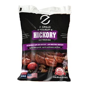 z grills 100% all-natural flavor american hickory hard grill, smoke, bake, roast, braise & bbq wood pellet, 1 pack total 20lbs