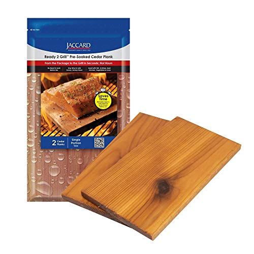 Jaccard 201406 Ready 2 Grill Pre-Soaked Cedar Plank, Small, (2-planks), Grilling Accessories – Wood Plank Serving Board