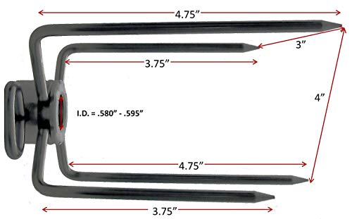 OneGrill Stainless Steel Grill Rotisserie Spit Rod Forks (Fits: 1/2 Inch Hexagon, 3/8 Inch Square, 1/2 Inch Round)