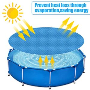 Solar Pool Covers for Heat Retaining Blanket for In-Ground and Above-Ground Round Swimming Pools,Blue 10-Foot Round Solar Cover Waterproof Dustproof Pool Cover for Inflatable Swimming Pool Hot Tub