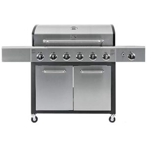 kenmore pg-a40611s0l 6 burner cabinet style propane gas bbq grill with side burner, 73000 total btu, stainless steel