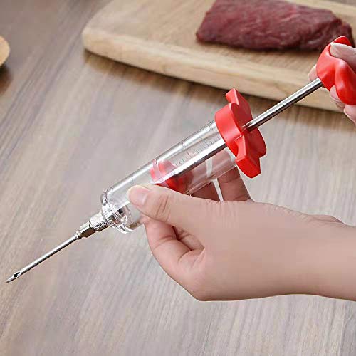 Turkey Injector -3 Needles Porous Meat Injector With 1 oz Large Capacity, Injector Marinades for Meats with Cleaning Brush, Marinade Injector for BBQ Grill with Black Oil Brush Easy to Use and Clean