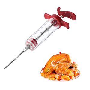 Turkey Injector -3 Needles Porous Meat Injector With 1 oz Large Capacity, Injector Marinades for Meats with Cleaning Brush, Marinade Injector for BBQ Grill with Black Oil Brush Easy to Use and Clean