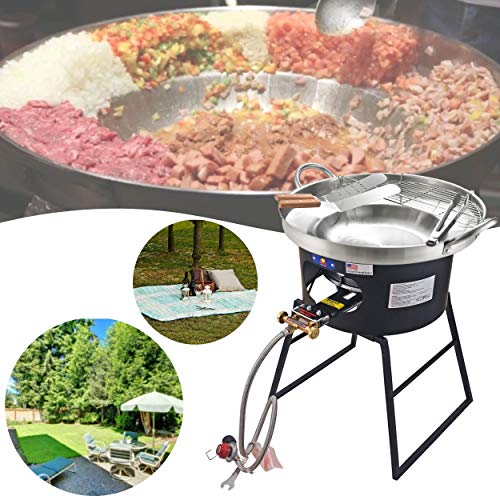 ARC, 23" Heavy Duty Stainless Steel Concave Comal Set with 80,000BTU Propane Burner Stove and Burner Stand, Discada Disc Cooker, Great for Backyard and Outdoor Cooking