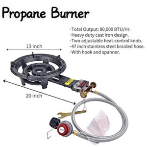 ARC, 23" Heavy Duty Stainless Steel Concave Comal Set with 80,000BTU Propane Burner Stove and Burner Stand, Discada Disc Cooker, Great for Backyard and Outdoor Cooking