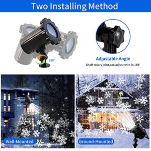 Outdoor Projector Lights White&Blue Snowflake with Remote Control Holiday Landscape Projection Light for House/Patio/Garden/New Year Decorations Gift