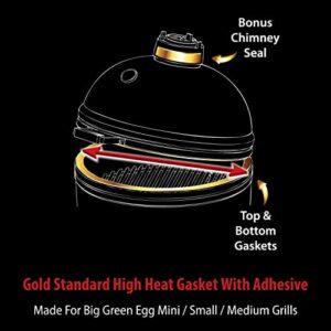 Gold Standard High Heat Gasket with Adhesive for Medium/Small/Mini Big Green Egg with Kevlar and Nomex New for 2014