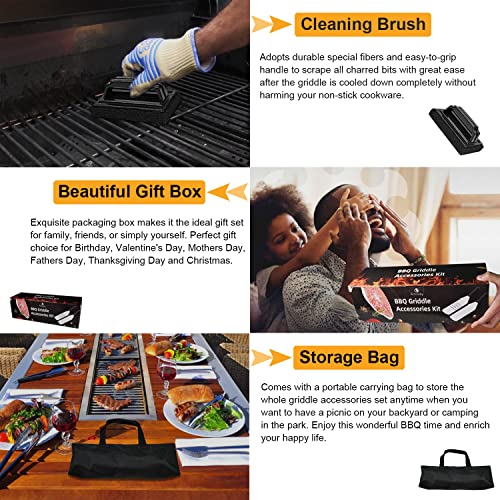 Griddle Accessories Kit, AMISLEY Upgrade 22pcs Flat Top Grill Accessories, Blackstone Grill Accessories with Spatula, Scraper, Cleaning Brush, Carrying Bag, Great Gift for Christmas & Backyard BBQ