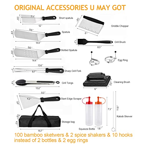 Griddle Accessories Kit, AMISLEY Upgrade 22pcs Flat Top Grill Accessories, Blackstone Grill Accessories with Spatula, Scraper, Cleaning Brush, Carrying Bag, Great Gift for Christmas & Backyard BBQ