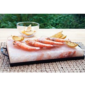 Charcoal Companion CC6064 Himalayan Salt Plate & Holder Set, 12" x 8" x 1.5", Black