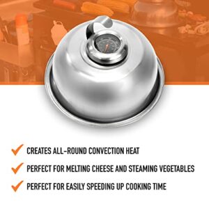 Yukon Glory Cheese Melting Dome With Built-in Thermometer, Stainless Steel Blackstone Griddle Accessories For Flat Top Griddle Grill Indoor / Outdoor, Perfect For Melting Cheese, Steaming and Grilling