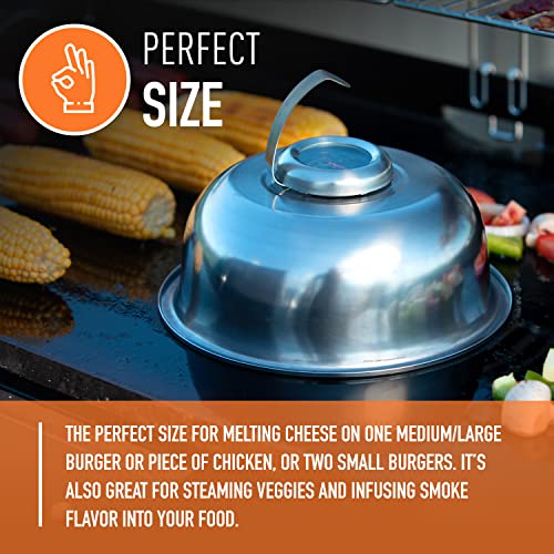 Yukon Glory Cheese Melting Dome With Built-in Thermometer, Stainless Steel Blackstone Griddle Accessories For Flat Top Griddle Grill Indoor / Outdoor, Perfect For Melting Cheese, Steaming and Grilling
