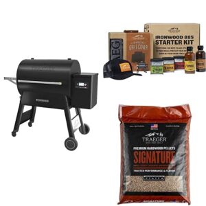traeger grills ironwood 885 wood pellet grill and smoker with accessory starter bundle and signature pellets