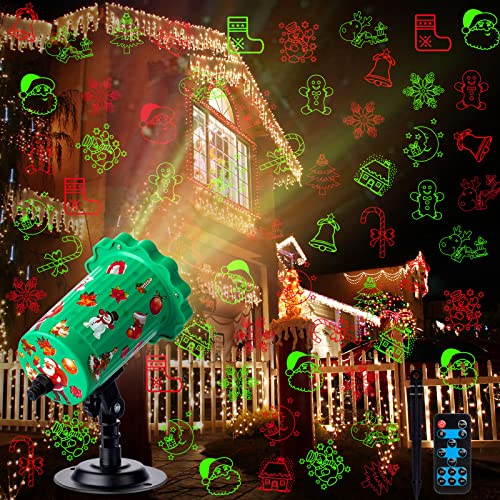 Christmas Projector Lights Outdoor Waterproof Christmas Holiday Lights Projector Holiday Projector Lights Outdoor Christmas Projection Lights with Remote Control for House Yard Stage Show Decorations