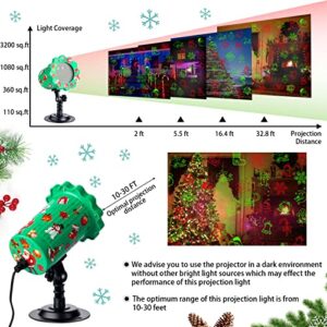 Christmas Projector Lights Outdoor Waterproof Christmas Holiday Lights Projector Holiday Projector Lights Outdoor Christmas Projection Lights with Remote Control for House Yard Stage Show Decorations