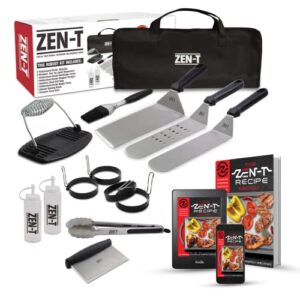 zen-t – 14 piece grill griddle tool kit – griddle accessories for blackstone – professional grade stainless steel bbq tools – perfect grilling utensils for all your grilling needs + bonus recipe ebook