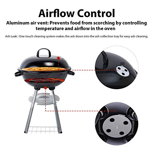 Charcoal Grill 18 inch Barbecue Grill with Waterproof Grill Cover for Outdoor Courtyard Picnic Camping Tailgating BBQ Kettle