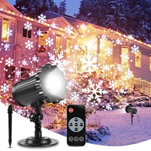ecowho christmas projector lights outdoor, rotating snowflakes led light projector with remote timer, ip65 waterproof xmas projector light landscape projection for holiday house wedding halloween