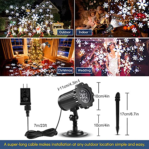 ECOWHO Christmas Projector Lights Outdoor, Rotating Snowflakes LED Light Projector with Remote Timer, IP65 Waterproof Xmas Projector Light Landscape Projection for Holiday House Wedding Halloween