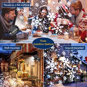 ECOWHO Christmas Projector Lights Outdoor, Rotating Snowflakes LED Light Projector with Remote Timer, IP65 Waterproof Xmas Projector Light Landscape Projection for Holiday House Wedding Halloween