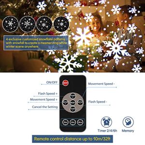 ECOWHO Christmas Projector Lights Outdoor, Rotating Snowflakes LED Light Projector with Remote Timer, IP65 Waterproof Xmas Projector Light Landscape Projection for Holiday House Wedding Halloween