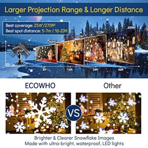 ECOWHO Christmas Projector Lights Outdoor, Rotating Snowflakes LED Light Projector with Remote Timer, IP65 Waterproof Xmas Projector Light Landscape Projection for Holiday House Wedding Halloween