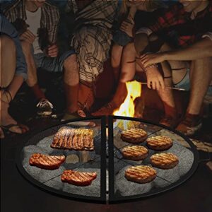 VEVOR Fire Pit Cooking Grill Grate 36 Inch, Foldable Round Cooking Rack, Heavy Duty X-Marks Campfire BBQ Grill with Portable Handle & Support Wire for Outdoor Picnic Party & Gathering, Black