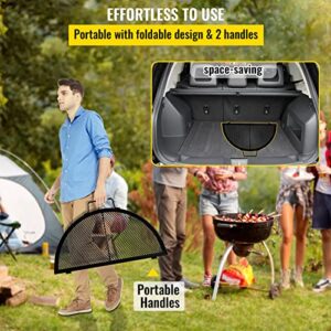 VEVOR Fire Pit Cooking Grill Grate 36 Inch, Foldable Round Cooking Rack, Heavy Duty X-Marks Campfire BBQ Grill with Portable Handle & Support Wire for Outdoor Picnic Party & Gathering, Black