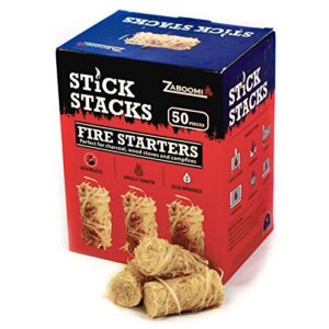 fire and charcoal starters (50 pieces) perfect for barbecue grills, big green egg, kamados, smokers, wood stove and campfire