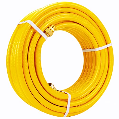 Kinchoix 100ft 3/4'' Natural Gas Hose Line Corrugated Stainless Steel Tubing with 2 Male Fittings Anti-Cracking Used for Construction Heaters NG Appliance Propane Equipment