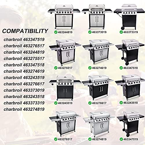 YIHAM KZ924 Grill Replacement Parts for Charbroil Performance 5 Burner 463347518 463347519 463275517 463243518 463243519 463373019, 6 Burner 463244819 Heat Shield+Burner Tube+Carry Over+Igniter Wire